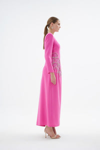 Peony  Nakışlı Elbise Somon