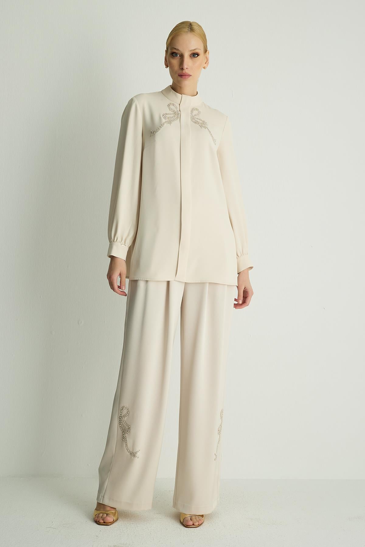 20014 RIBBON BLUZ Ekru