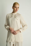 20014 RIBBON BLOUSE Ecru