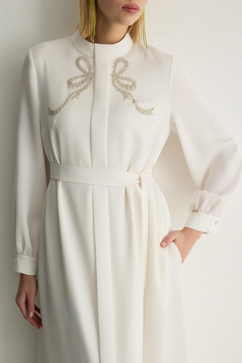 30044 RIBBON ELBISE Ekru