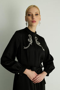 30044 RIBBON ELBISE Siyah