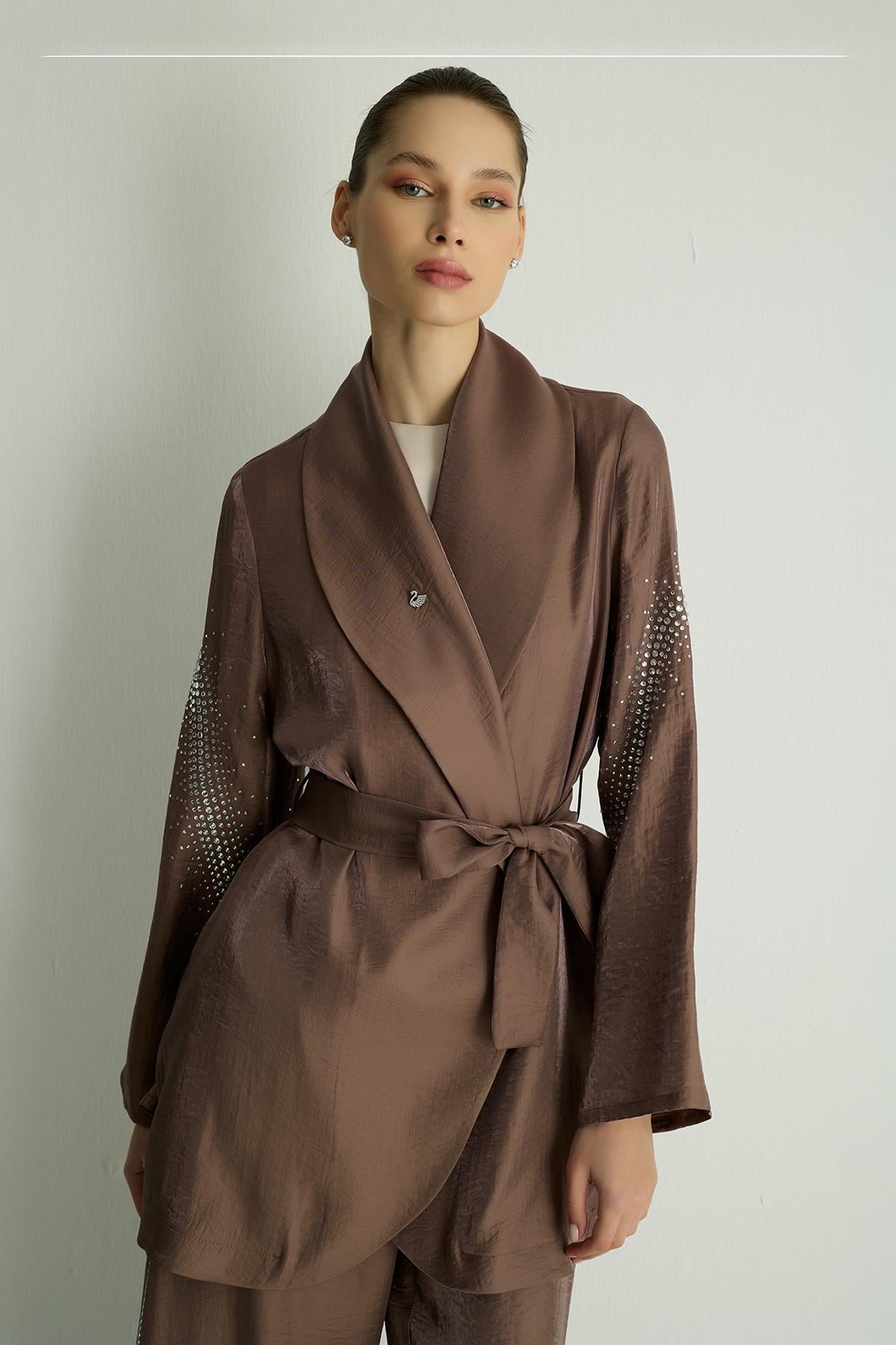 40021 SHINE KIMONO Kahve