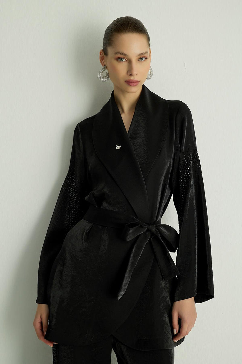 40021 SHINE KIMONO Siyah