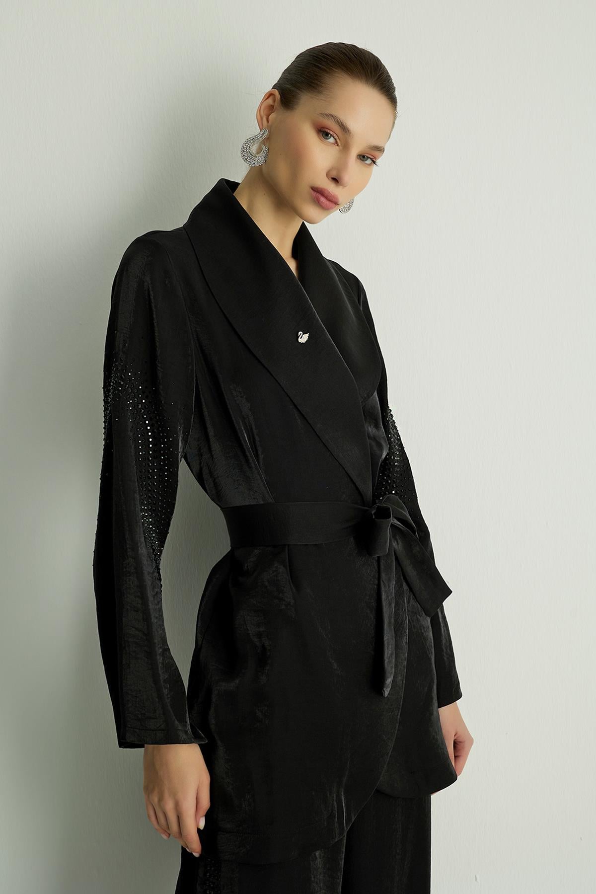 40021 SHINE KIMONO Siyah