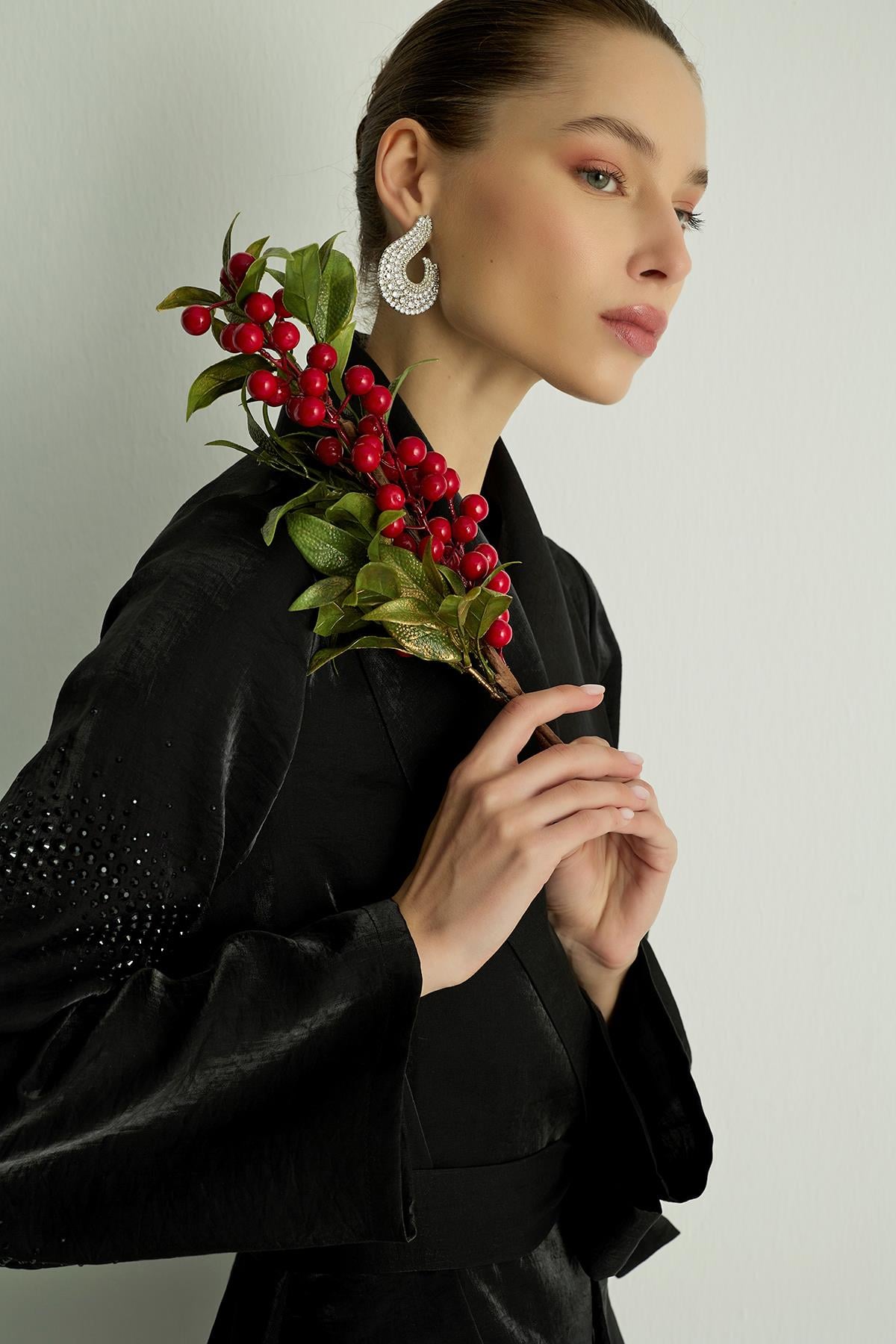 40021 SHINE KIMONO Siyah
