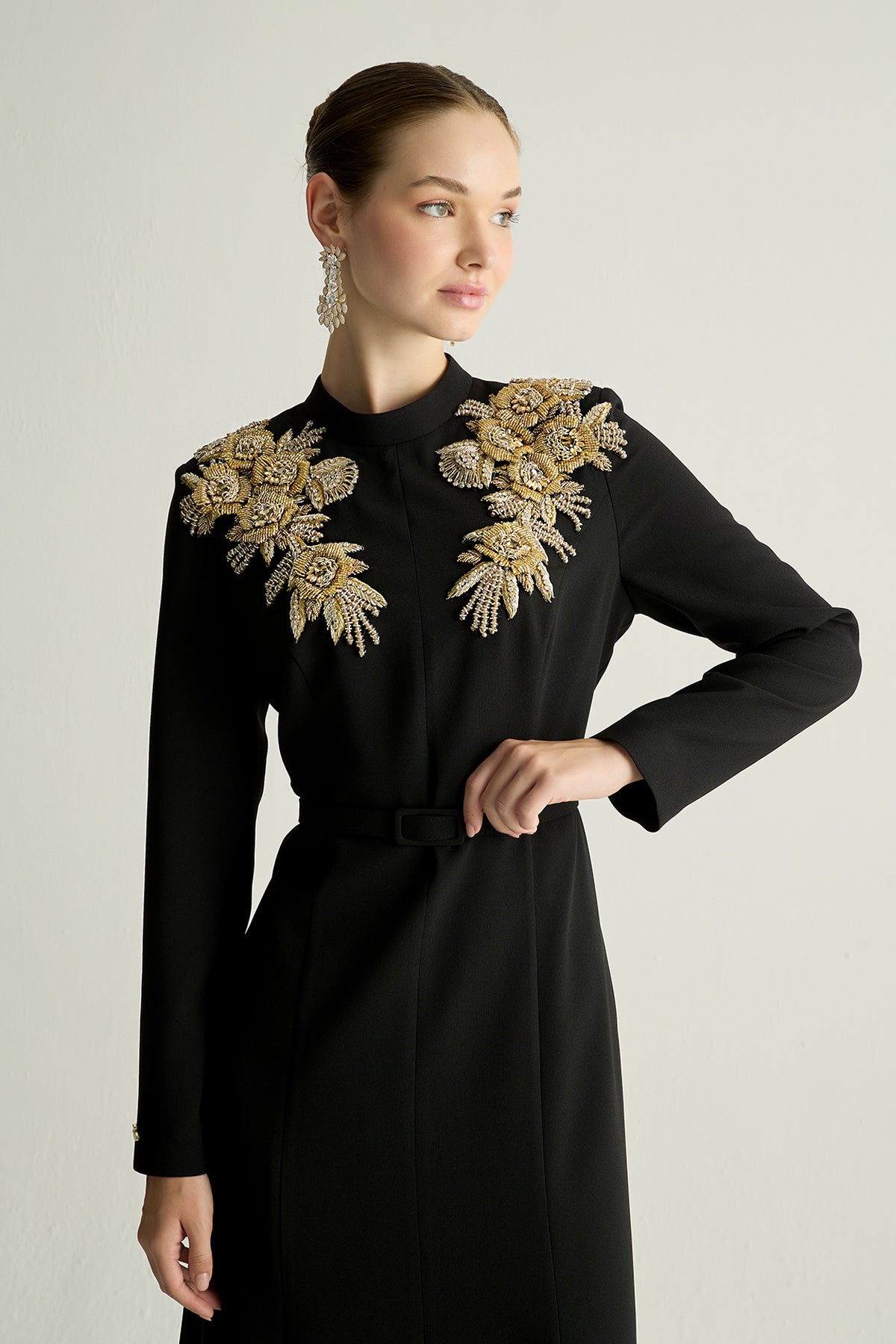 30025 CREAM ELBİSE