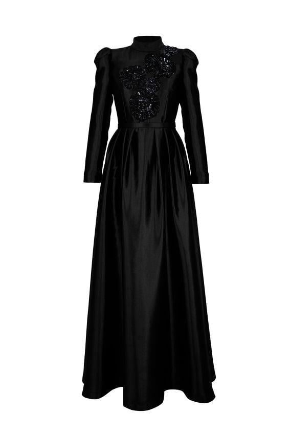 ANTIQUE FLOWERS DRESS Siyah