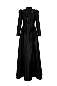 ANTIQUE FLOWERS DRESS Siyah