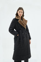 43002 BRINA PUFFER FUR-LINED TRENCH Black