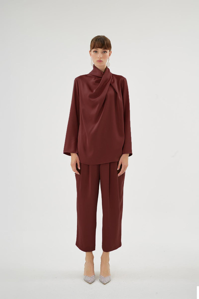 Cristalle  Dükümlü Bluz Bordo