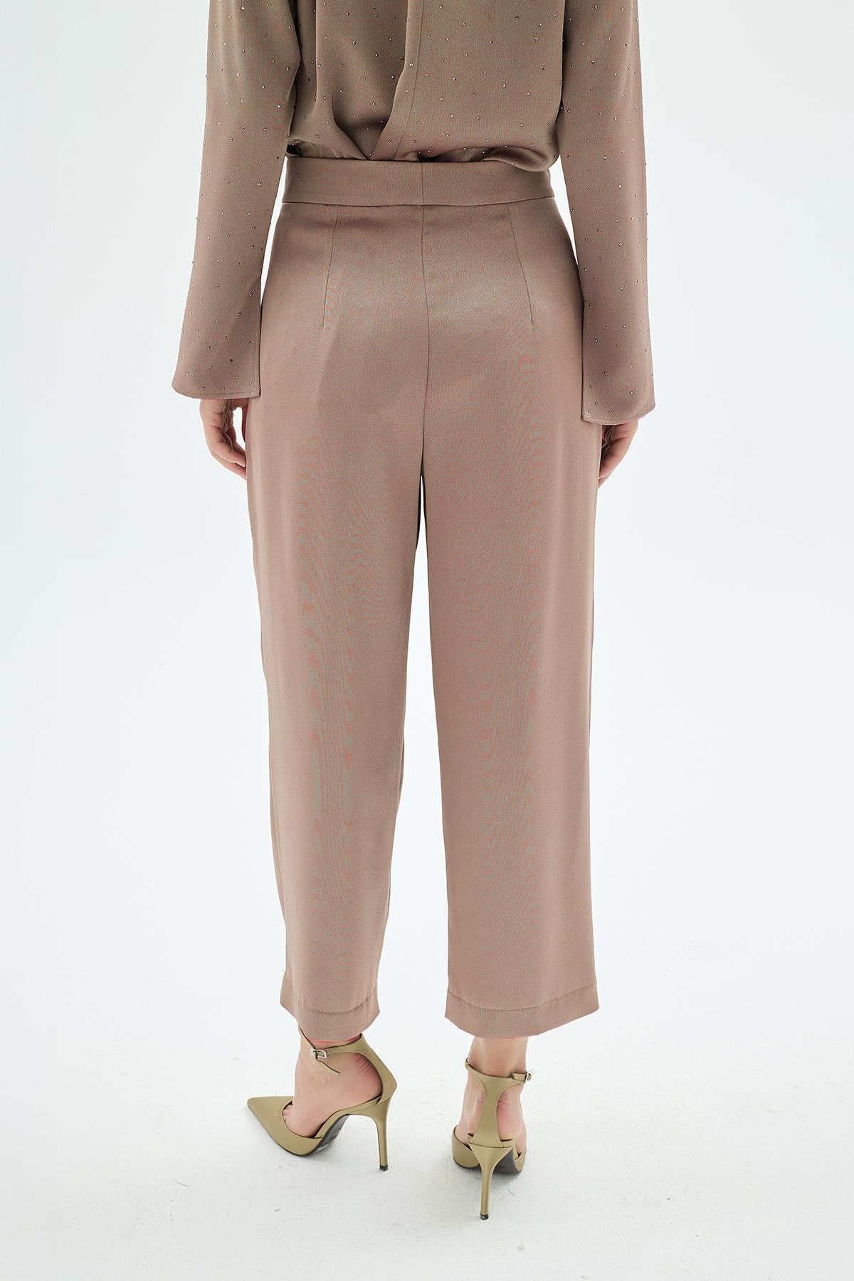 Cristalle  Taşlı Havuç Pantolon Camel