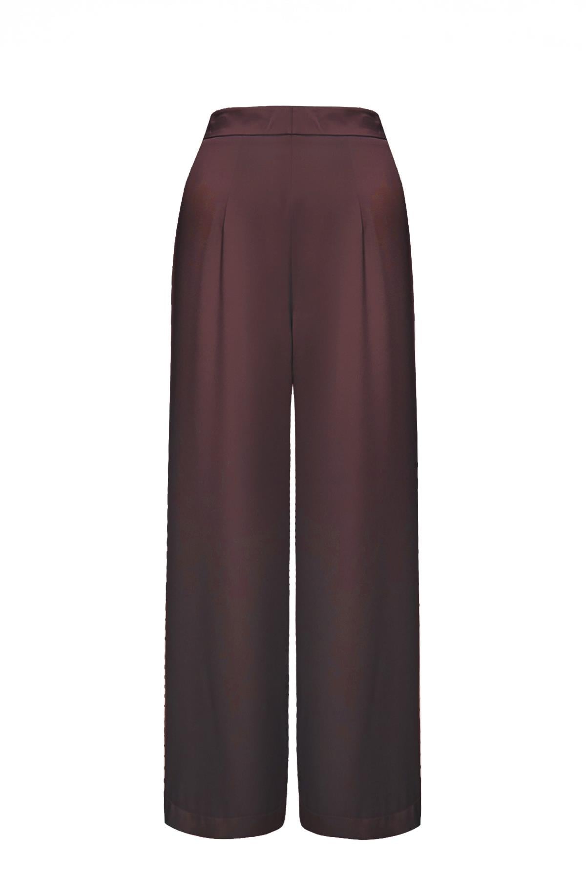 Cristalle  Pileli Havuç Pantolon Bordo