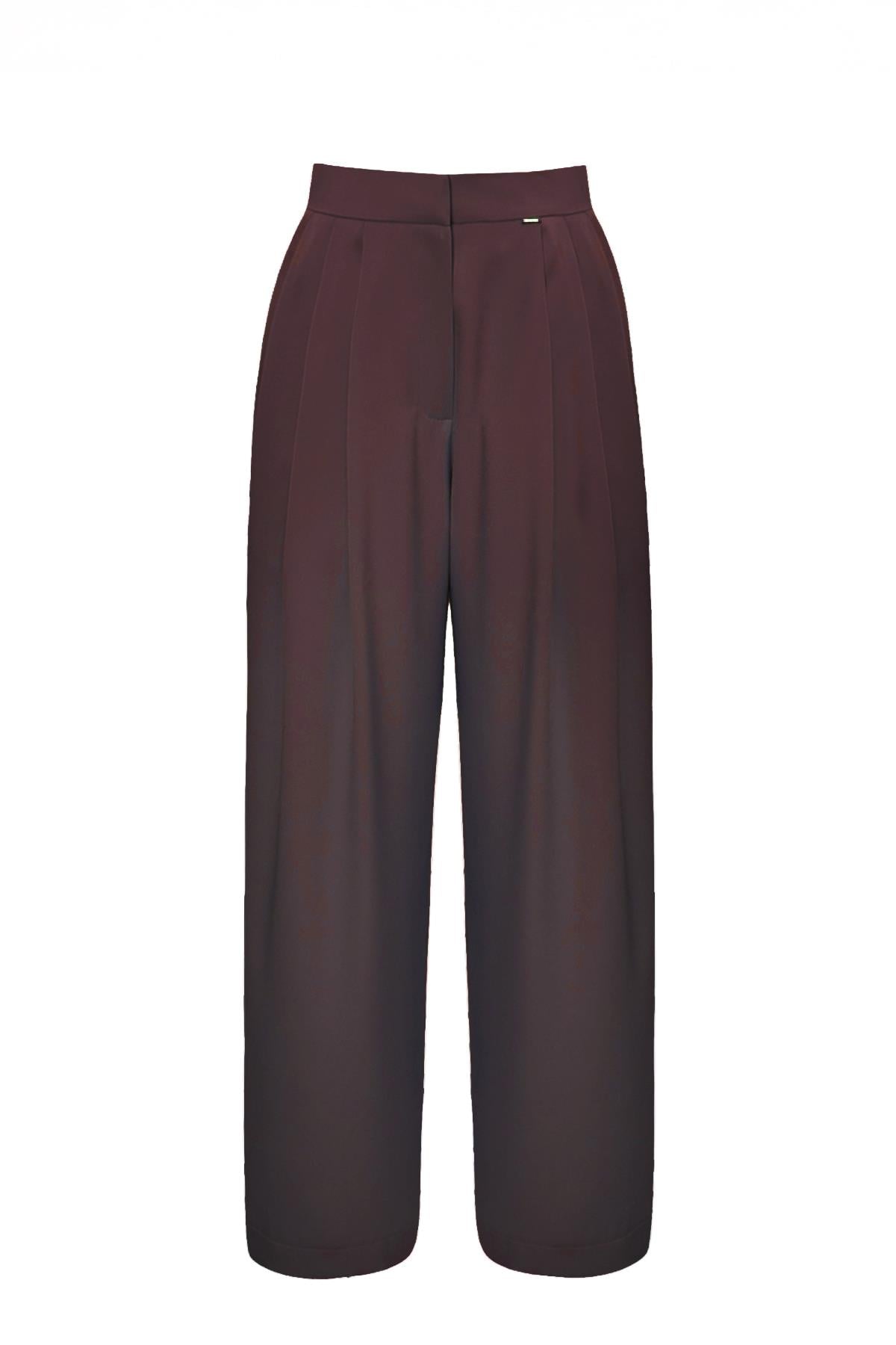 Cristalle  Pileli Havuç Pantolon Bordo
