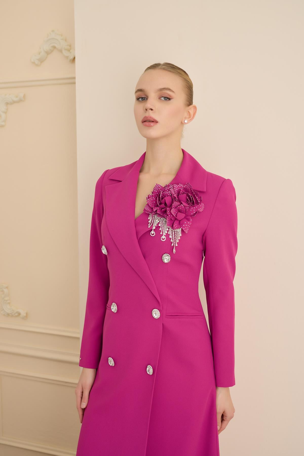 ROSE STONE DRESS Fuşya
