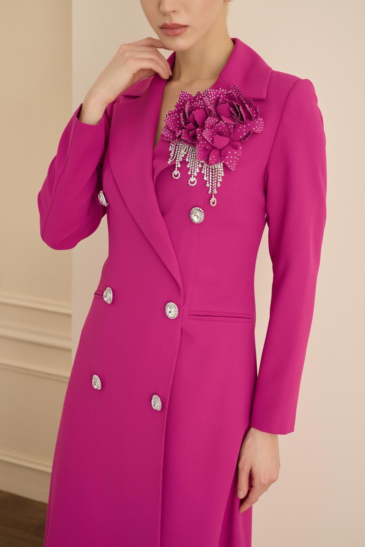 ROSE STONE DRESS Fuşya