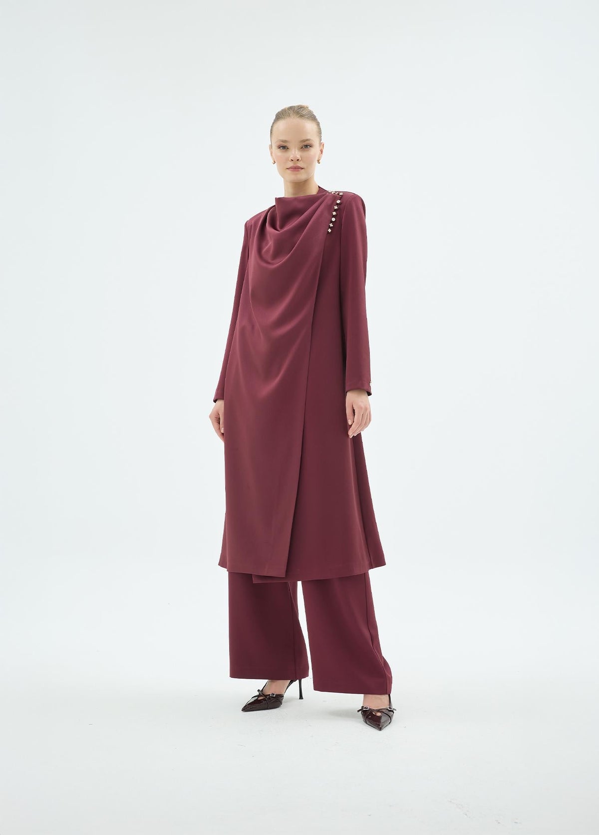45002 NATALİ CEKET PANTOLON TAKIM Bordo