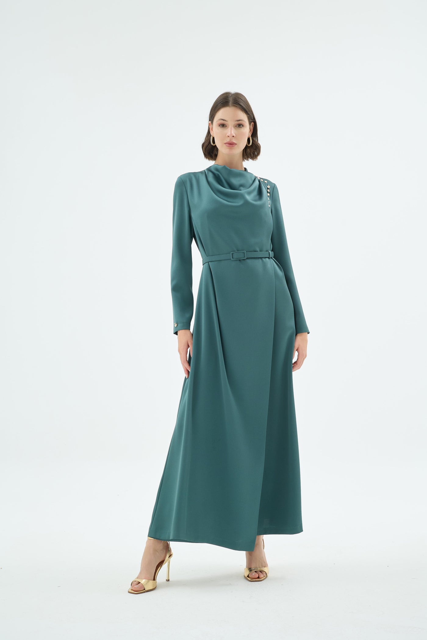 30042 NATALİ   ELBİSE Zümrüt