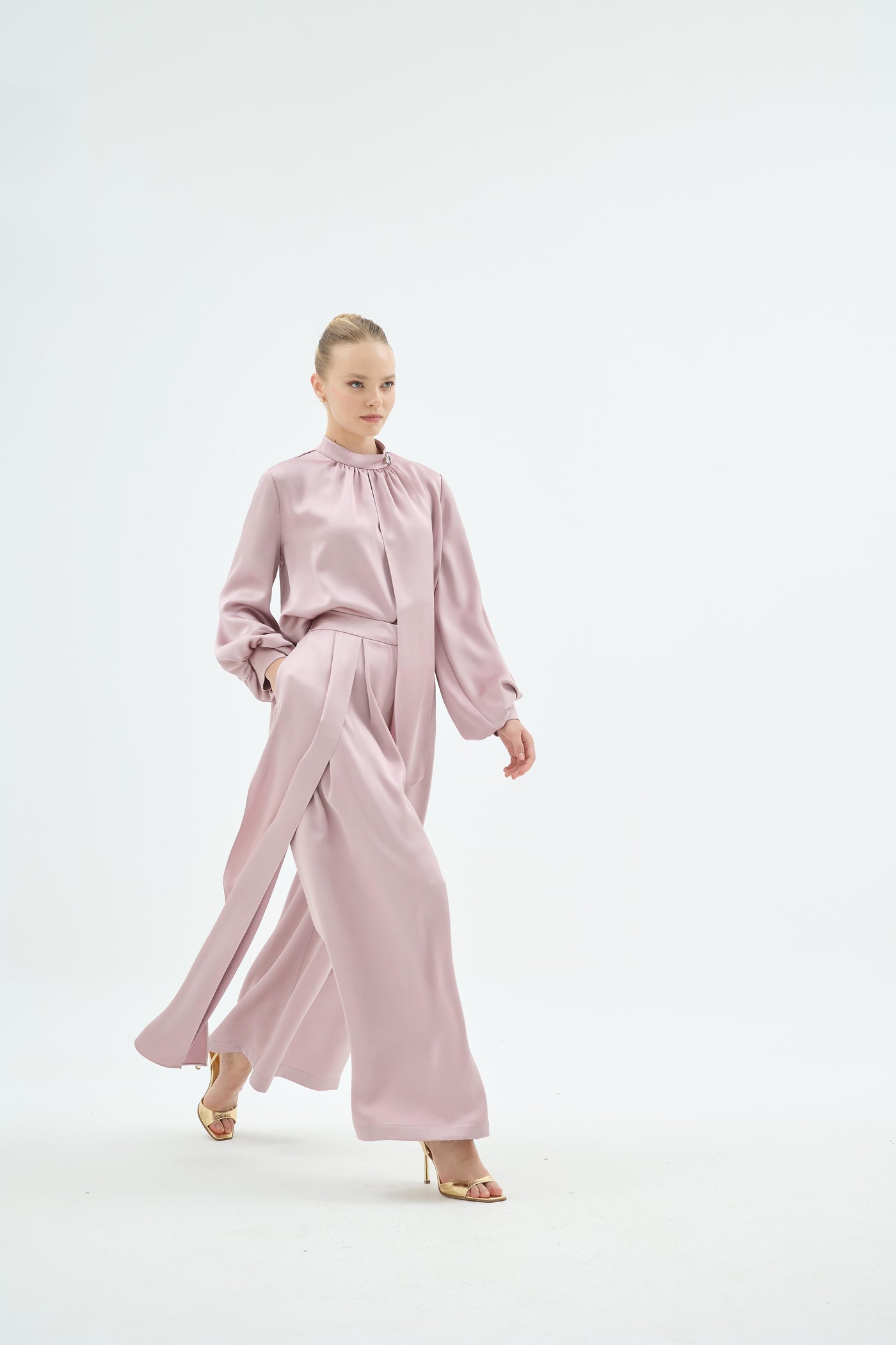 91015 QUVİN BLUZ PANTOLON Pudra