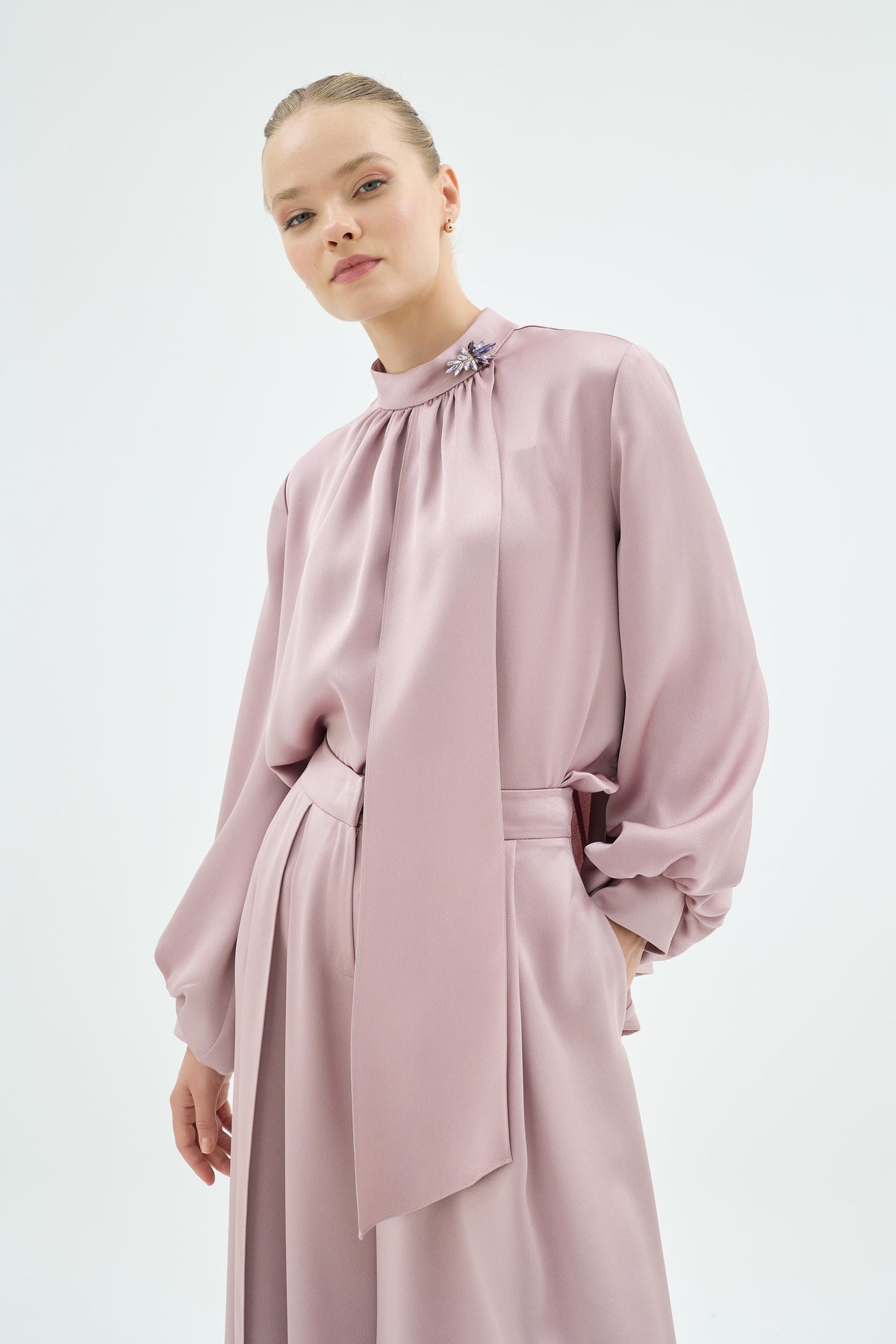 91015 QUVİN BLUZ PANTOLON Pudra