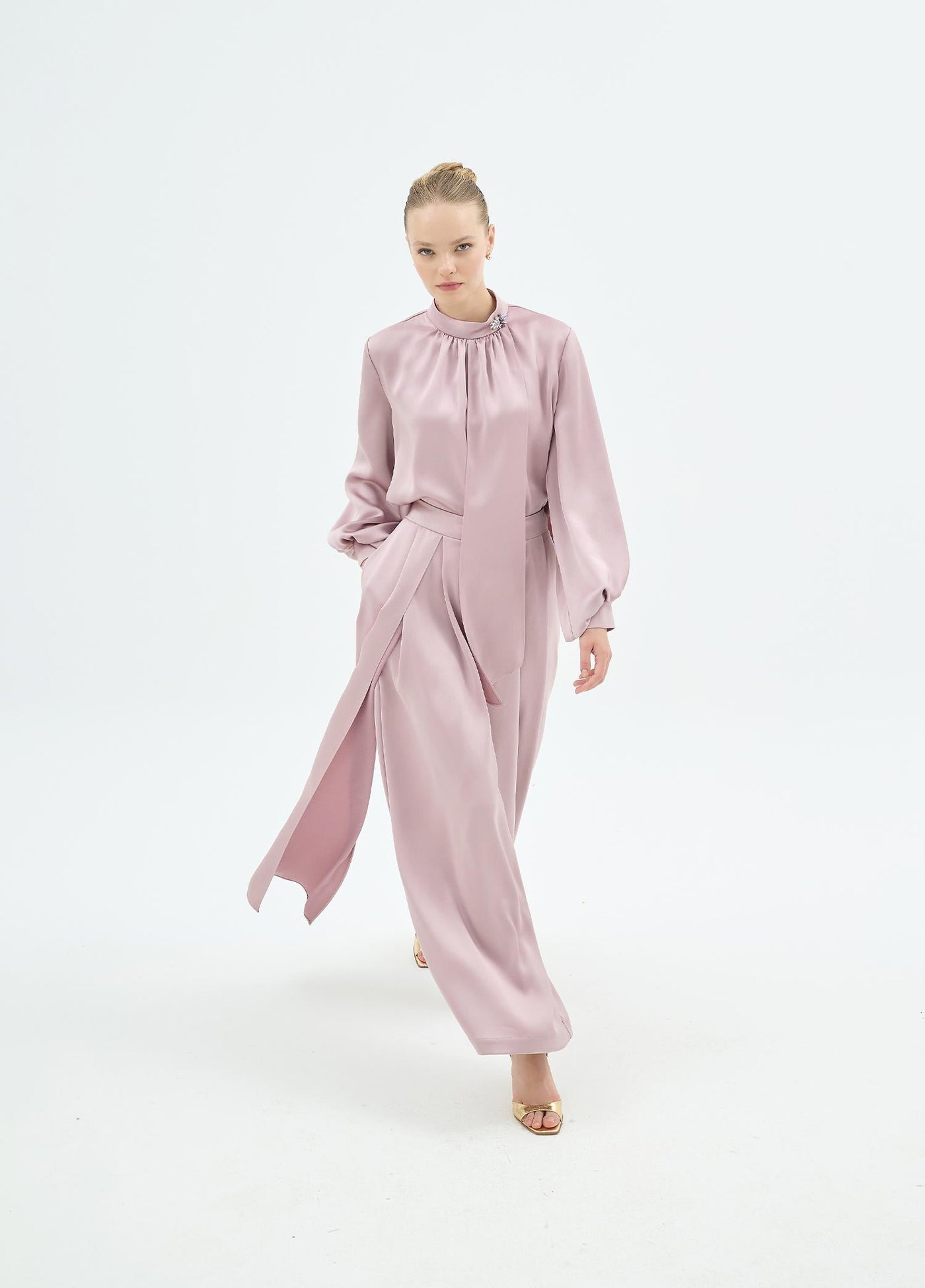 91015 QUVİN BLUZ PANTOLON Pudra