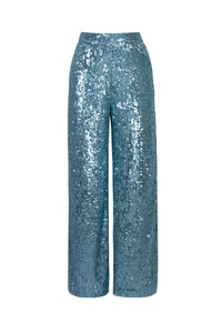 SEQUIN PANTS Aqua