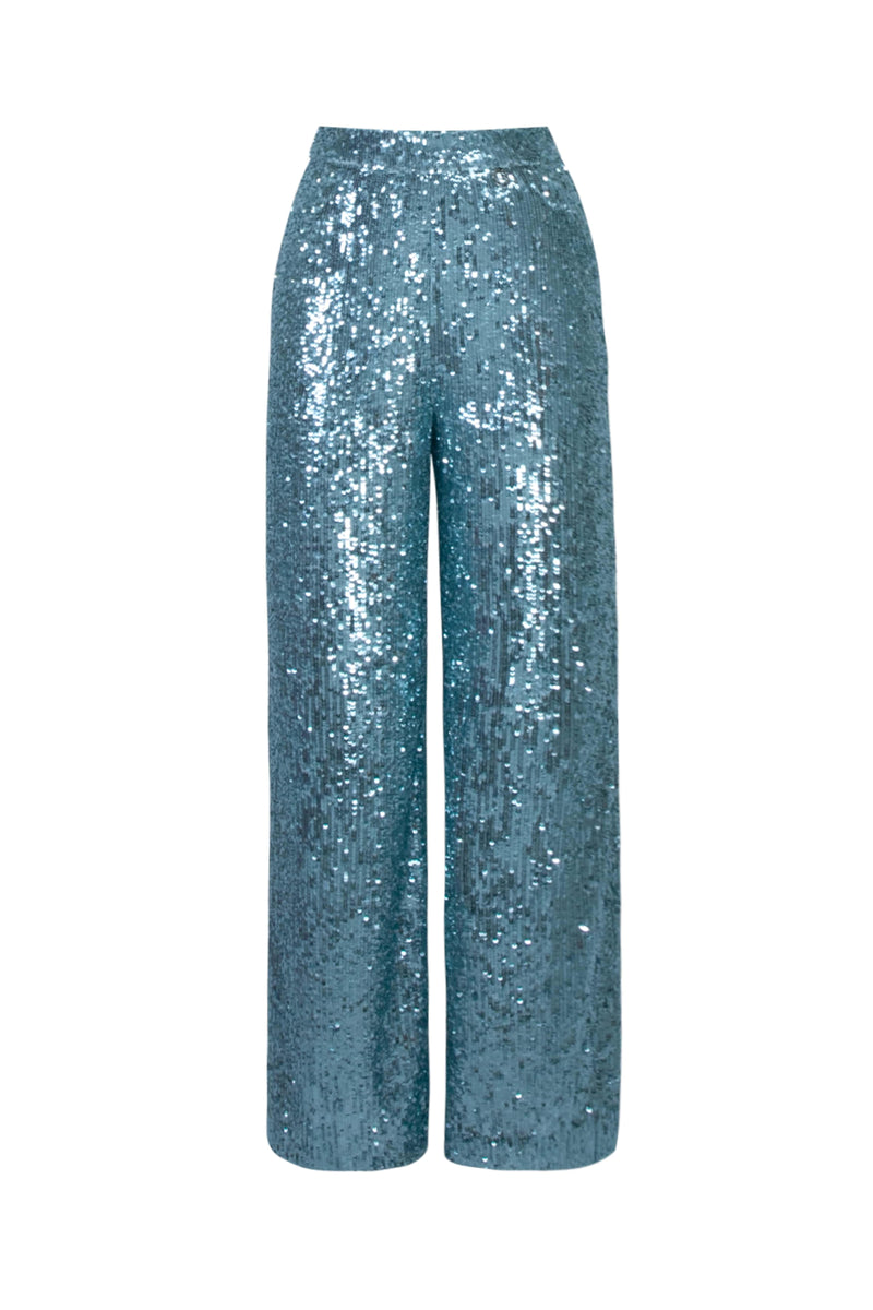 SEQUIN PANTS Aqua