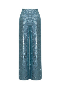 SEQUIN PANTS Aqua